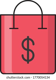 bag vector flat color icon 