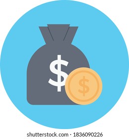 bag vector flat color line icon