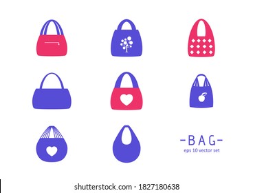Bag - vector icons set on white background. Symbol for web, infographics, print design and mobile UX/UI kit. Vector illustration, EPS10.