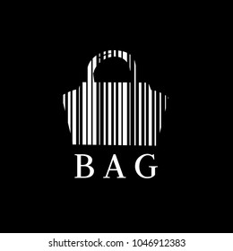 Bag vector logo. Barcode logo. Fashion vector logo. Shopping emblem