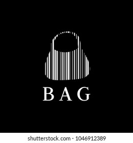 Bag vector logo. Barcode logo. Fashion vector logo. Shopping emblem