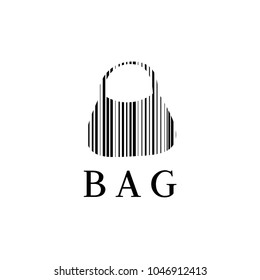 Bag vector logo. Barcode logo. Fashion vector logo. Shopping emblem