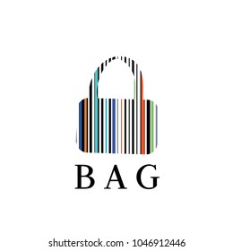 Bag vector logo. Barcode logo. Fashion vector logo. Shopping emblem