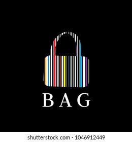 Bag vector logo. Barcode logo. Fashion vector logo. Shopping emblem