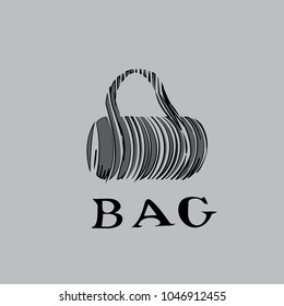 Bag vector logo. Barcode logo. Fashion vector logo. Shopping emblem