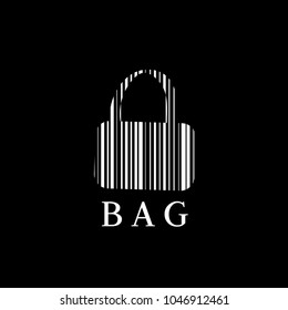 Bag vector logo. Barcode logo. Fashion vector logo. Shopping emblem