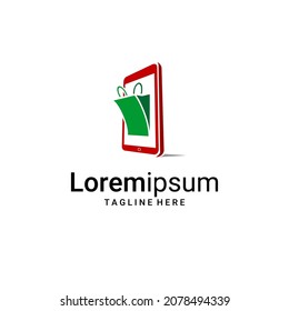 bag vector, smartphone, online shop logo illustration vector