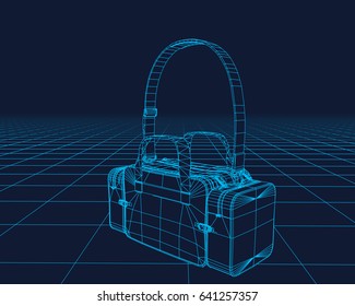 Bag Vector wireframe, perspective 3d technology vector illustration