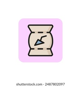 Bag of wall putty line icon. Renovation, package, store. Construction concept. Vector illustration can be used for topics like refurbishment, repair, home improvement