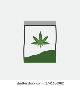 paquete de marihuana sobre el icono del vector de la maleza