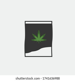 paquete de marihuana sobre el icono del vector de la maleza