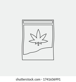 paquete de marihuana sobre el icono del vector de la maleza