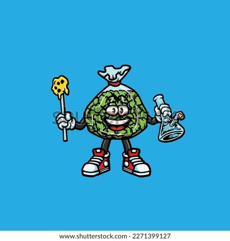 bag weed vector smoking joint hold nug weed cartoon