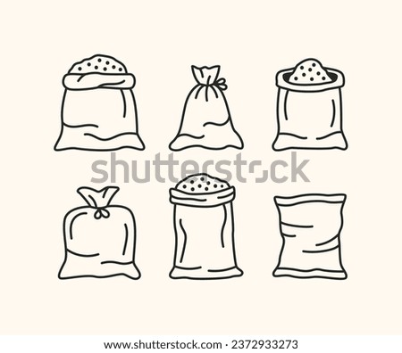 bag of wheat farming and agriculture, grain bag sign vector design icon collection template sets