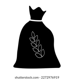 Bolsa del icono del glifo de trigo. Gráfica vectorial plana en fondo blanco

