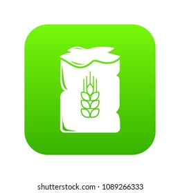Bag wheat icon green vector isolated on white background