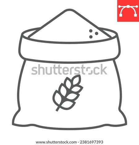 Bag of wheat line icon, farm and grain bag, sack of flour vector icon, vector graphics, editable stroke outline sign, eps 10.