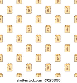 Bag of wheat pattern in cartoon style. Seamless pattern vector illustration