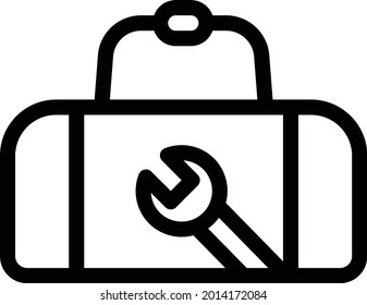 Tasche mit weißem Hintergrund. Tasche ist ein Symbol für künstliche Intelligenz.dünne Linie Symbol.
