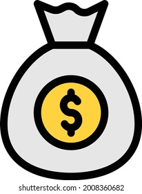 bag with white background. bag is a symbol of banking .colour line icon.