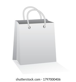 Bag white paper package shop isolated gray illustration on the white background