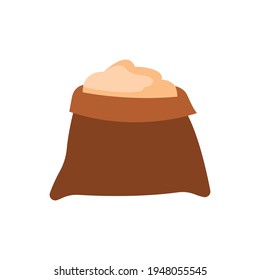 Bag of whole wheat bread flour, sketch style vector illustration isolated on white background.