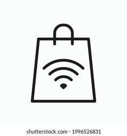 Bag Wireless Logo Konzept. Schwarz und Grau. Logo-Typ der Linie Rahmensymbol. Logo, Symbol, Symbol und Zeichen. Logo im Online-Shop
