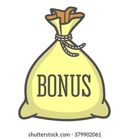 Bag with the word bonus. Icon. Vector illustration