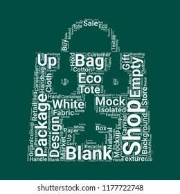 bag word cloud. word cloud of bag shape can be use for blog.