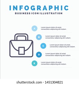 Bag, Worker, Logistic, Global Line icon with 5 steps presentation infographics Background