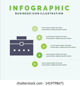 Bag, Worker Bag, User, Interface Solid Icon Infographics 5 Steps Presentation Background
