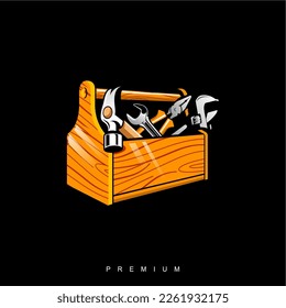 Bag with working tools. vector illustration kitsch vintage