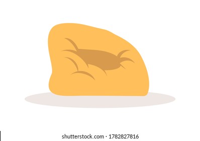 Bag yellow chair semi flat RGB color vector illustration. Comfortable sofa for relaxation. Coworking space chair. Office comfortable furniture isolated cartoon object on white background