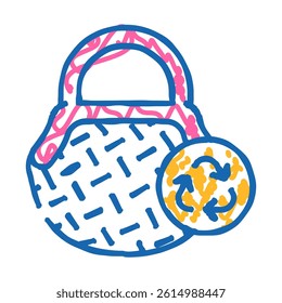 bag zero waste doodle icon sketch vector. bag zero waste sign. isolated symbol illustration