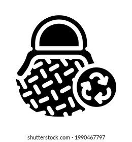 bag zero waste glyph icon vector. bag zero waste sign. isolated contour symbol black illustration
