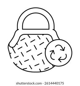 bag zero waste line icon vector. bag zero waste sign. isolated contour symbol black illustration