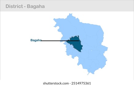 Bagaha sub-mapa de distrito, Champaran Distrito, Bihar Estado, República de India, Gobierno de Bihar, territorio indio, India oriental, política, aldea, turismo