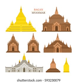 Bagan, Myanmar, Architecture Building Landmarks, Objects, Travel and Tourist Attraction
