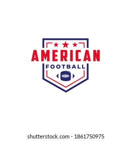 Emblema del parche Bagde logotipo de deporte de fútbol americano con icono de Gridiron en fondo blanco