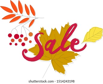 Bage autumn sale with leaves and berries 