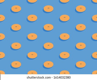 Bagel bread 3D isometric seamless pattern, Fast food burger concept poster and social banner post design illustration isolated on brown background with copy space, vector eps 10