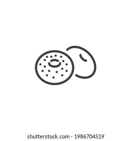 Bagel bread line icon. linear style sign for mobile concept and web design. Ring shaped bread outline vector icon. Symbol, logo illustration. Vector graphics