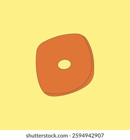Bagel bread roll vector illustration on yellow background
