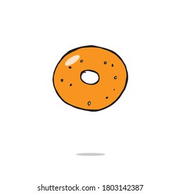 Bagel bread vector flat icon. Isolated bagel on white background. Cartoon style. 
