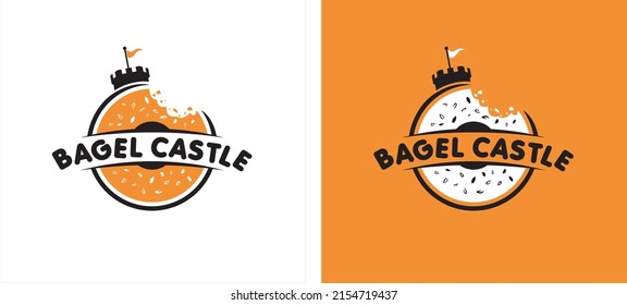 Bagel Castle Logo Design, Bagel Logo Vector