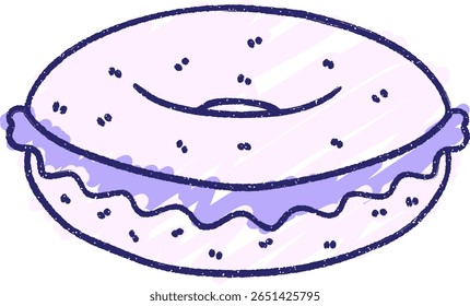 Bagel Chalk Drawing in bright neon color