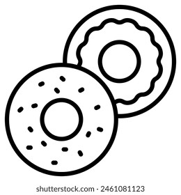 Bagel und Frischkäse-Ikone Linie Vektorillustration