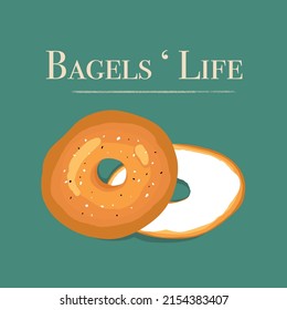 Bagel With Cream Cheese Vector