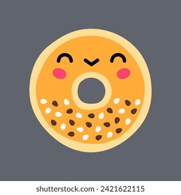 Bagel cute kawaii style bakery food vector illustration