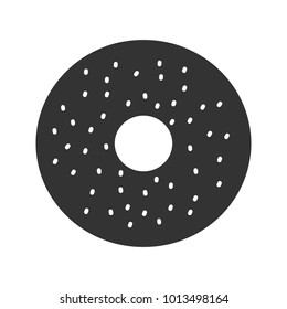 Bagel glyph icon. Silhouette symbol. Donut. Negative space. Vector isolated illustration